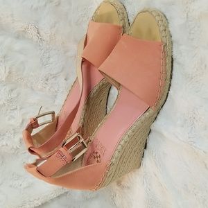 Vince Camuto Sandal Women's Size 8.5 Leera Espadrille Wedge Coral Leather
